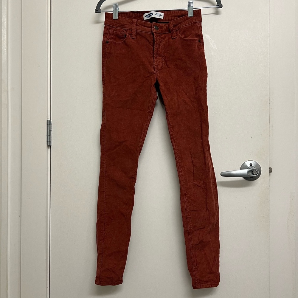 Rust corduroy skinny jeans, mid rise, size 0